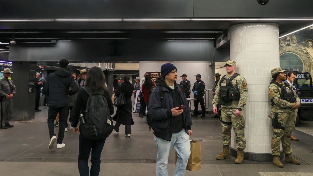 national guard in a subway station in new york