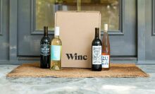 winc wine club box on doorstep