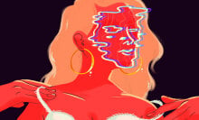 Illustration of a woman whose face appears to be digitally manipulated.