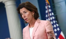 U.S. Secretary of Commerce Gina Raimondo speaking at a White House press event