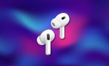 Apple AirPods Pro on abstract background 