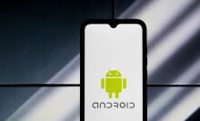 Android logo on phone screen