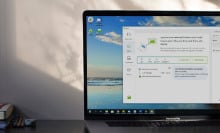 Laptop open on cloud storage app