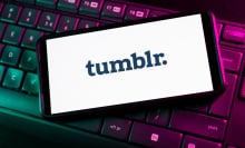 Tumblr logo seen displayed on a smartphone.