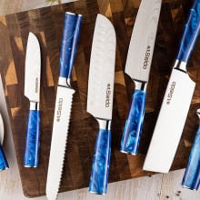 knife set on cutting board