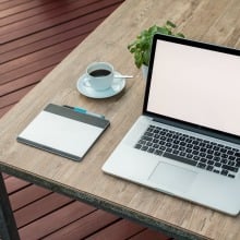 Laptop on table