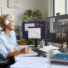 woman on a Teams call