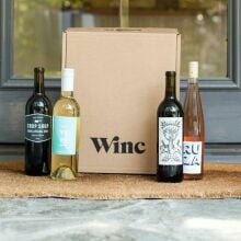 winc wine club box on doorstep