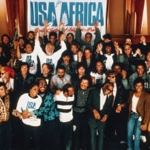 Group shot of USA for Africa recording session. 