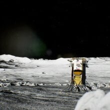 Intuitive Machines' Nova-C lander touching down on the moon