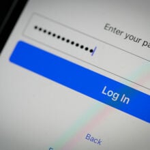 Facebook login page on a smartphone screen