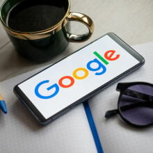Google logo on phone screen