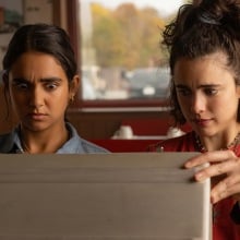 Geraldine Viswanathan and Margaret Qualley play best friends on a wild road trip in "Drive-Away Dolls."