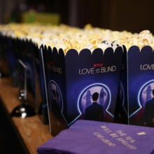 love is blind popcorn buckets lined up