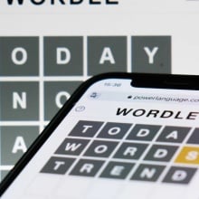 a phone displaying Wordle