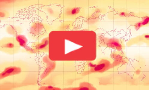 An illustration of a heat map of the world, with the YouTube logo hovering over it. 