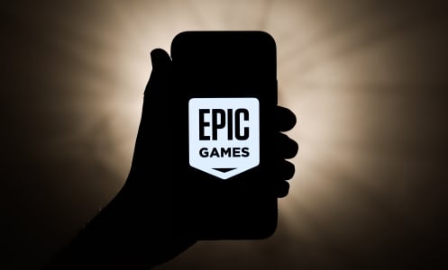 Epic Games logo on smartphone