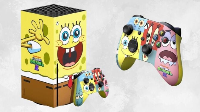 Xbox Series X 'Nickelodeon All-Star Brawl 2' Special Edition Bundle against a gray background