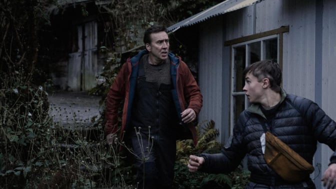 Nicolas Cage and Maxwell Jenkins in 'Arcadian.'