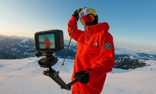 Skier filming themselves with a GoPro HERO10