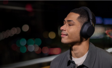 man listening to music with sony wh-1000xm5 headphones