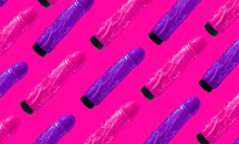 Colorful dildos, male penis vibrators sex toy, masturbation concept