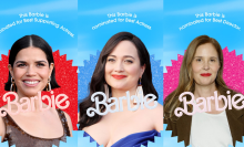 This Barbie is a Best Supporting Actress nominee, this Barbie is a Best Actress nominee, this Barbie is a Best Director nominee featuring America Ferrera, Lily Gladstone, and Justine Triet.