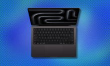 2023 16-inch MacBook Pro on colorful abstract background