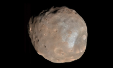 NASA's Mars Reconnaissance Orbiter captured this image of the Martian moon Phobos.