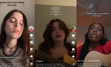 screenshots of people singing linger on tiktok