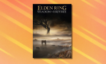 Elden Ring Shadow of the Erdtree box art on orange abstract background