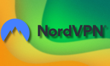 NordVPN logo on green and yellow abstract background