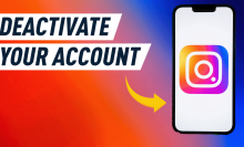 yellow arrow pointing to an iphone with the instagram logo
