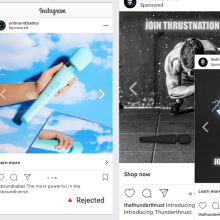 rejected and approved unbound and thunderthrust facebook ads