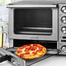 toaster oven with pizza inside
