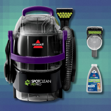 Bissell SpotClean Pet Pro on colorful pixelated background