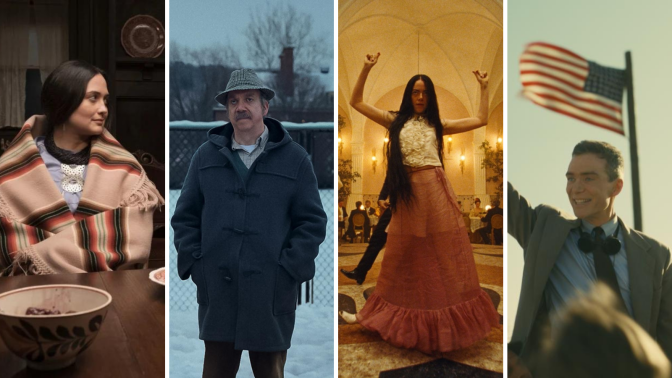 stills from four of the Oscar Best Picture nominees in a grid