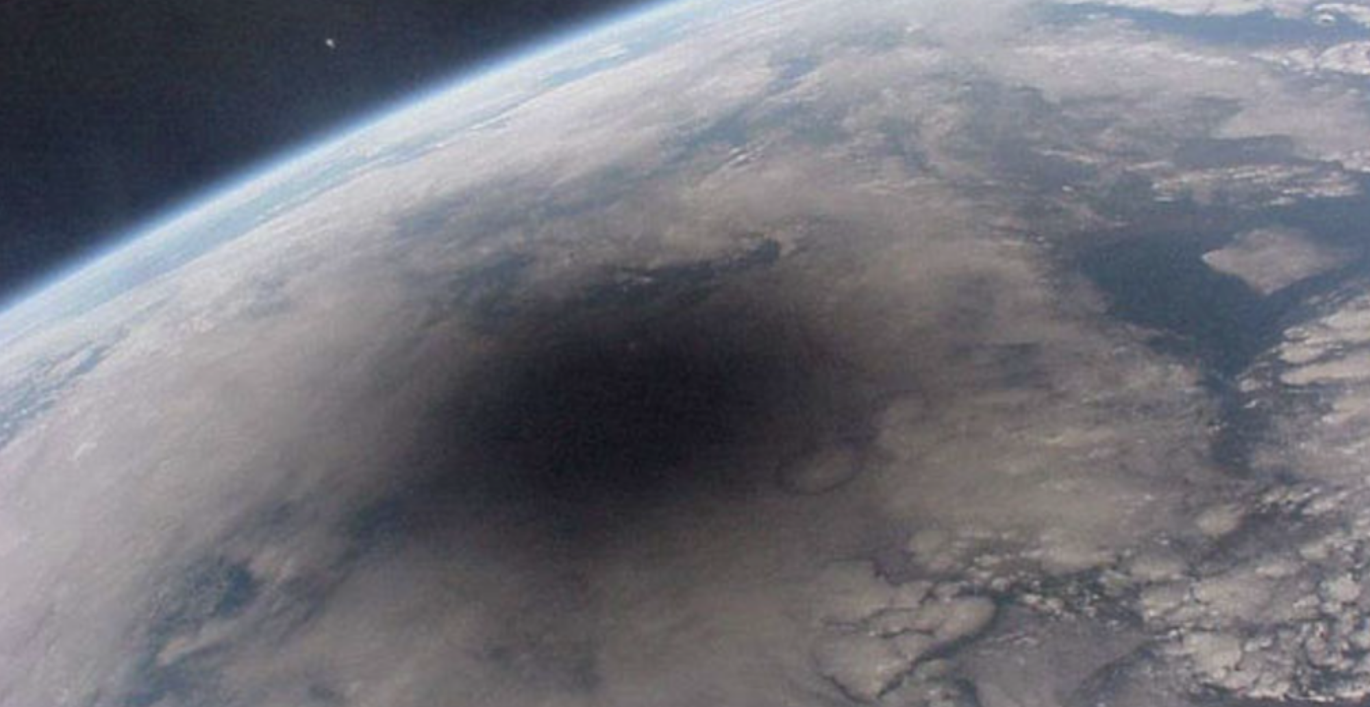 A total solar eclipse seen from the International Space Station.